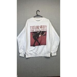 Taylor‎ Swift The Eras Tour Sweatshirt Mens Large White Crewneck Pullover Fleece